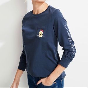 women long-sleeve Christmas retriever pocket tee